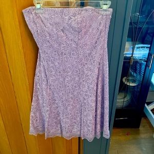 Purple lace strapless dress